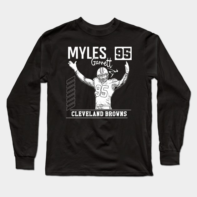 Myles garrett || Cleveland browns || White retro Long Sleeve T-Shirt by Aloenalone